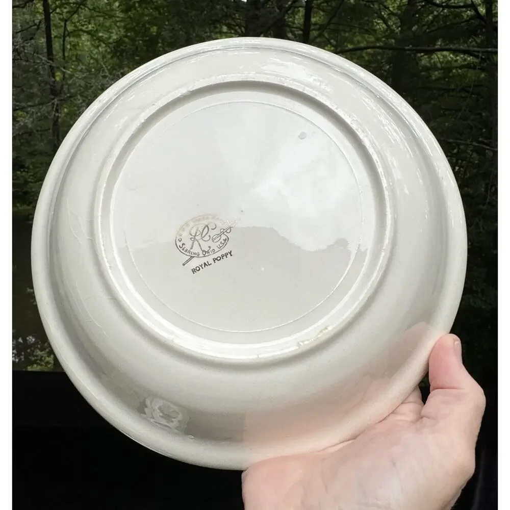 Vintage 1920s Sebring Pottery Company Royal Poppy 9” Serving Bowl EUC -A83